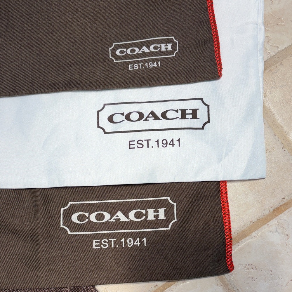 Coach and Kate Spade Brown and White Dust Bags Collection. Set of 5. - Picture 2 of 3